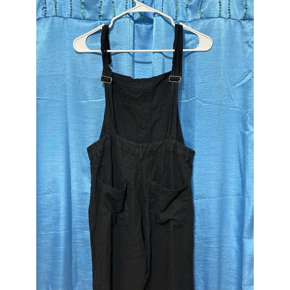 Love Tree Linen Blend Black Overalls SZ S Casual Comfort Beach Resort - Picture 4 of 8
